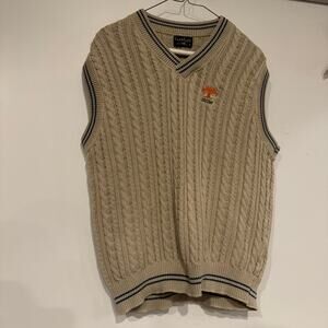 Glen Gate sweater vest Golf/casual cable knit Size Medium Beige With Logo - BUB